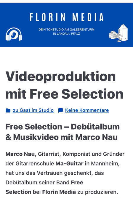 Free Selection - Florin Media- Zusammenarbeit - Debütalbum Seasons of Emotions - Videodreh Summer Rain